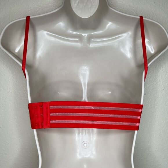 Red Lace Bralette Corset Lace Tie Up Bra Convertible Strapless Push Up Women 34C - Picture 5 of 16